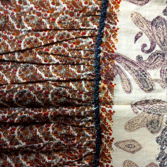 Sz 10🎈Vintage Indian Paisley Beaded Cotton Skirt - Picture 9 of 16